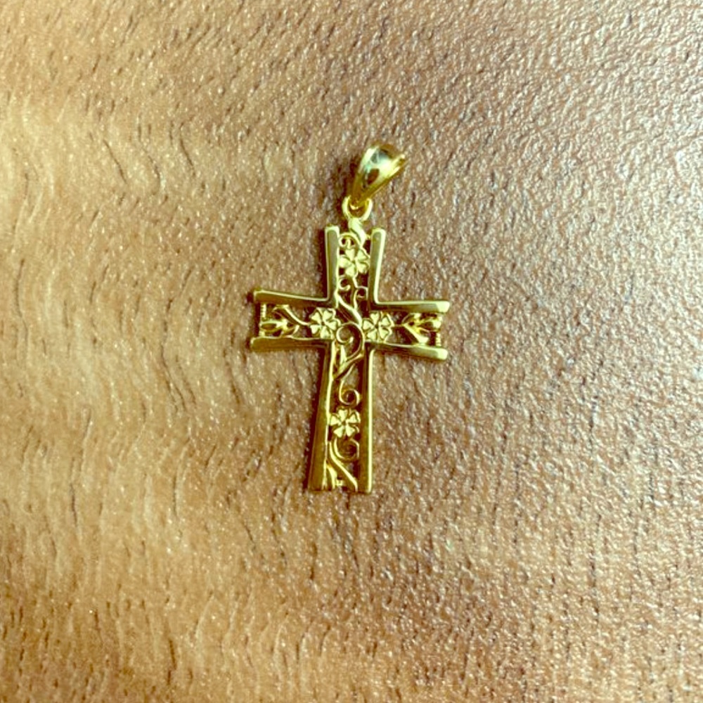 14k plated over 925 Sterling Silver Cross Pendant